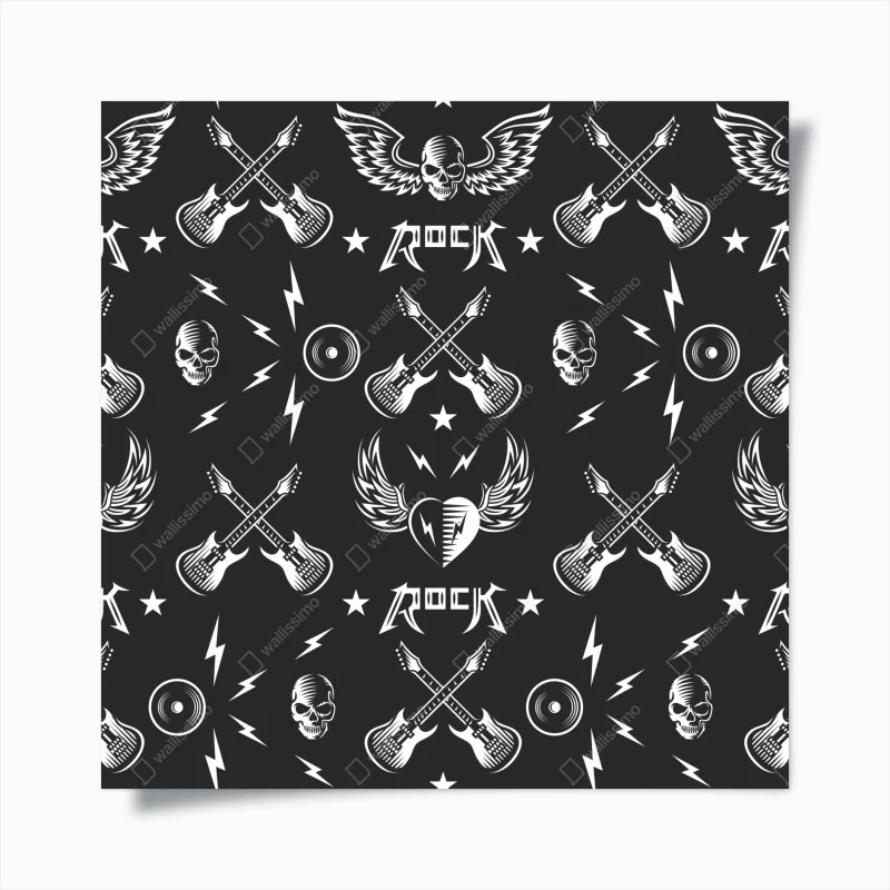 Poster rock icons seamless pattern