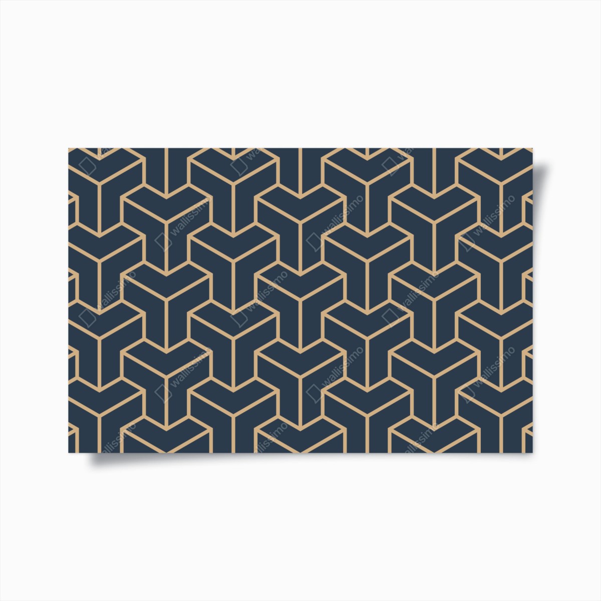 Poster navy geometric cube pattern • Wallissimo® Poster navy geometric cube pattern • Wallissimo®