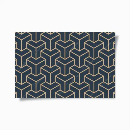 Poster navy geometric cube pattern • Wallissimo®