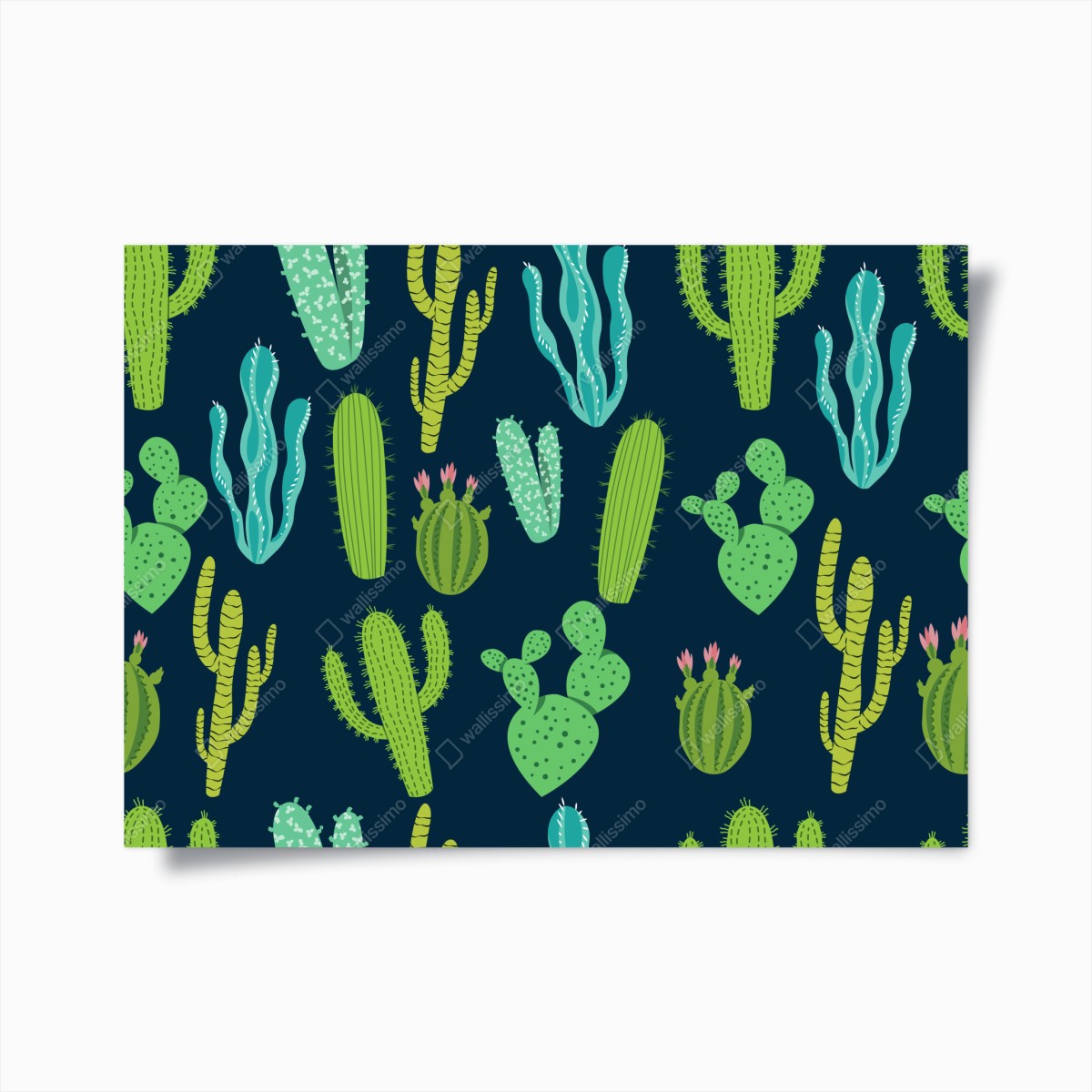 Poster green cactus and succulent pattern • Wallissimo® Poster green cactus and succulent pattern • Wallissimo®