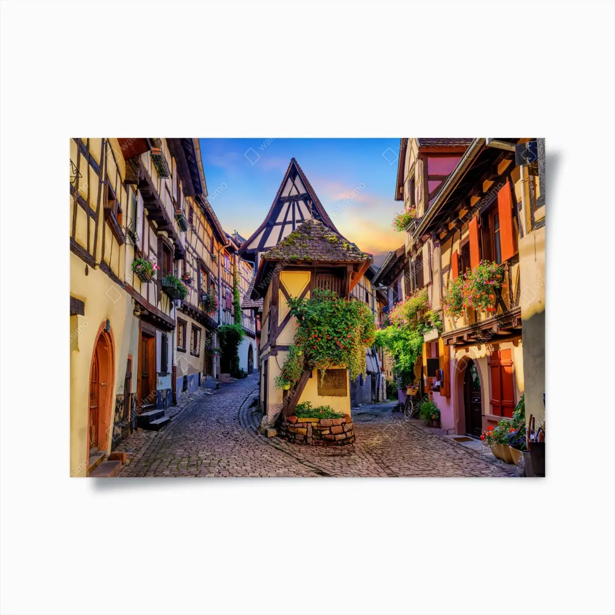 Poster charming half-timbered street in Eguisheim, Alsace • Wallissimo® Poster charming half-timbered street in Eguisheim, Alsace • Wallissimo®
