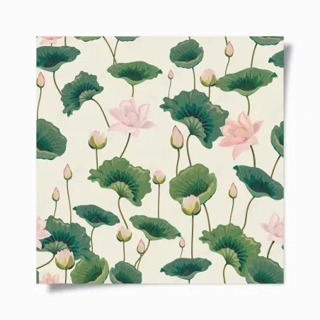 Poster serene lotus botanical pattern • Wallissimo®