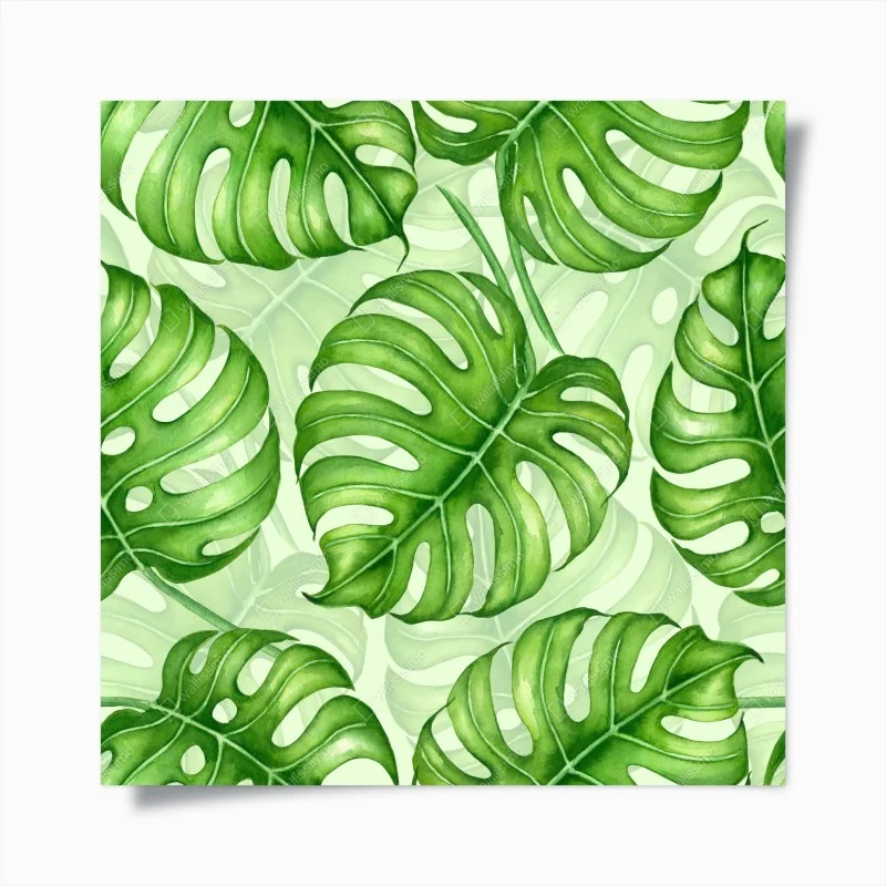 Poster watercolor monstera leaf pattern