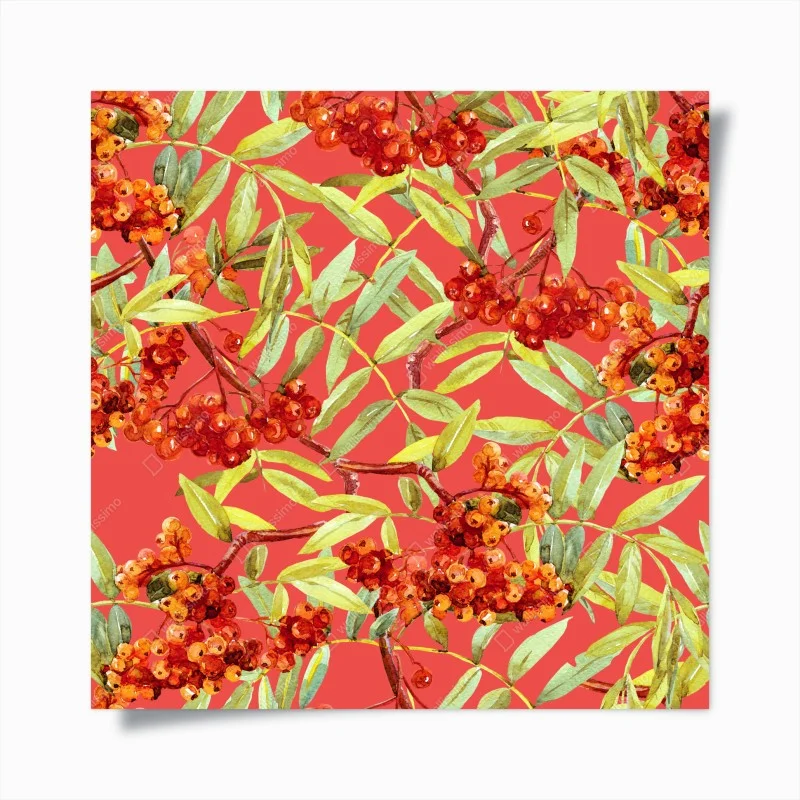 Poster watercolor rowan berries pattern
