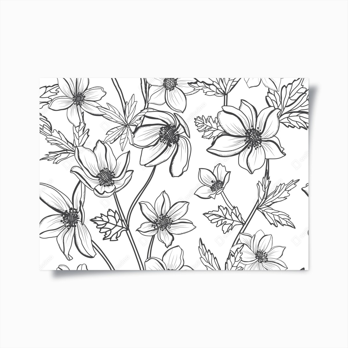 Poster botanical line art floral pattern • Wallissimo® Poster botanical line art floral pattern • Wallissimo®