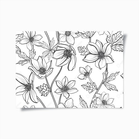 Poster botanical line art floral pattern • Wallissimo®