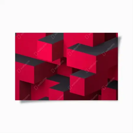 Poster bold red geometric blocks • Wallissimo®