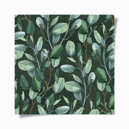 Poster eucalyptus leaves watercolor pattern on dark green • Wallissimo®