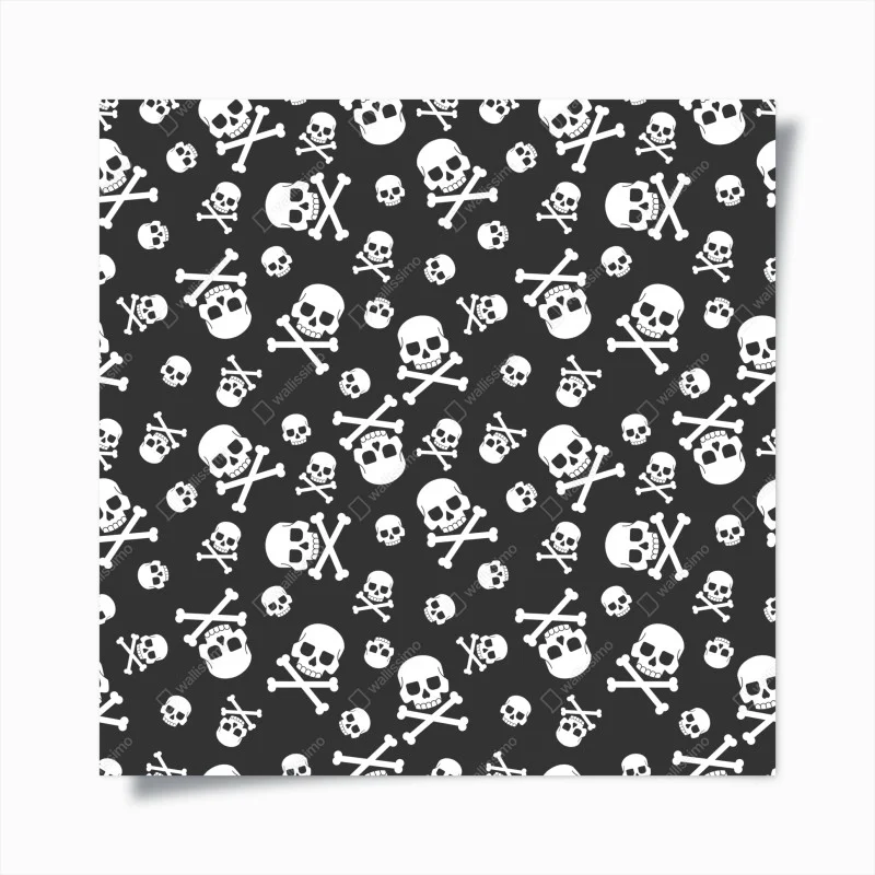 Poster white skull pattern on gray background