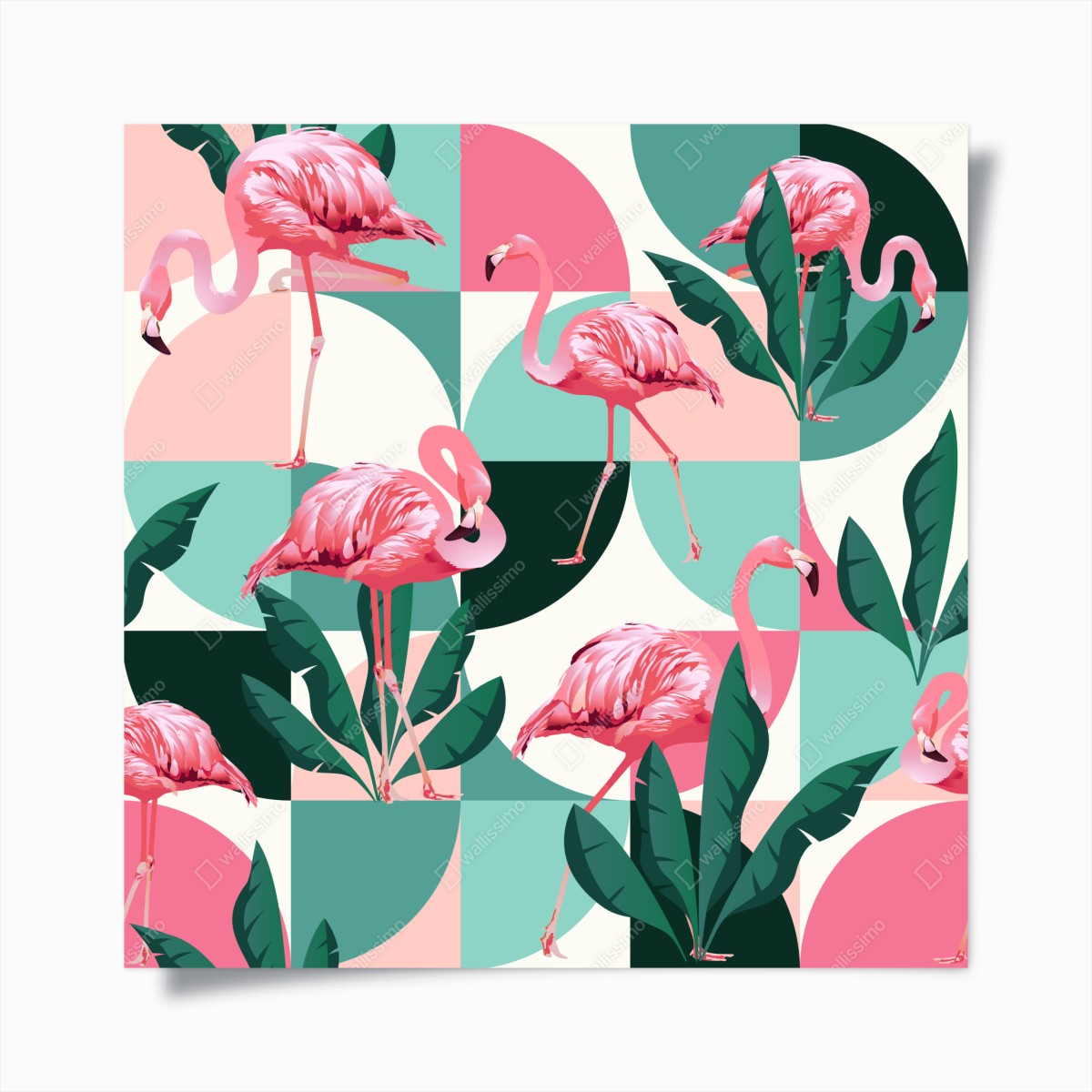 Poster playful pink flamingo pattern • Wallissimo® Poster playful pink flamingo pattern • Wallissimo®