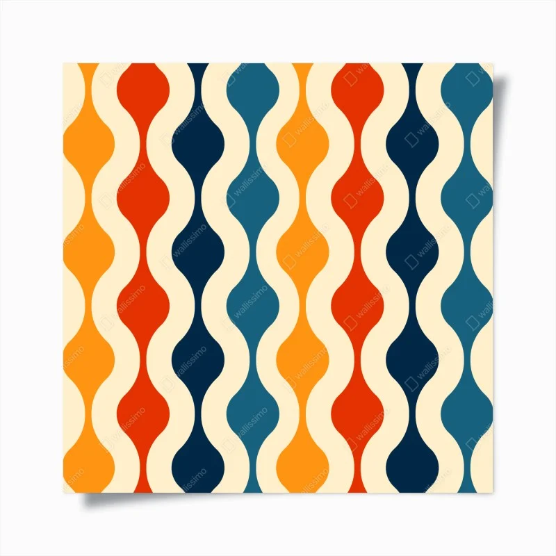 Poster retro wavy mid-century pattern