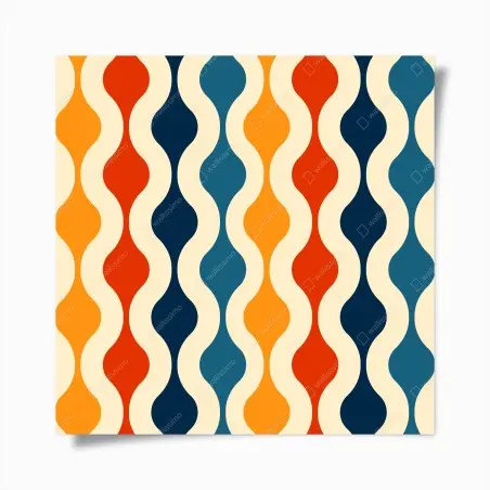 Poster retro wavy mid-century pattern • Wallissimo®