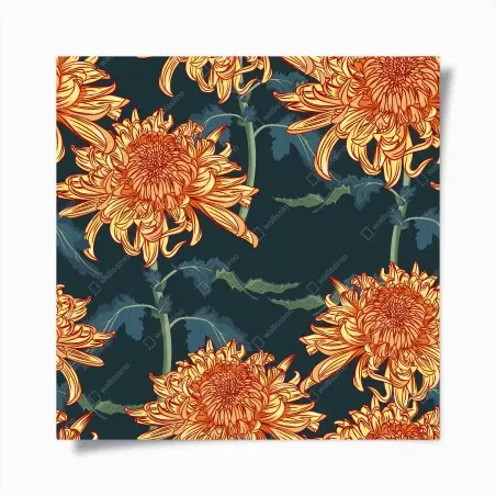 Poster golden chrysanthemum botanical print • Wallissimo®