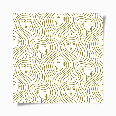Poster golden flowing faces seamless pattern • Wallissimo®