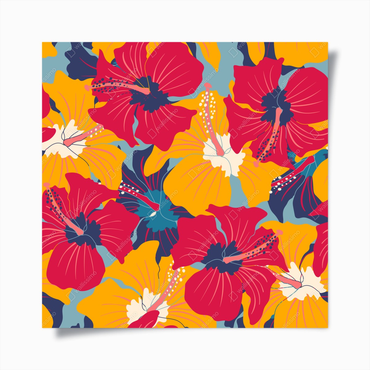 Poster vibrant hibiscus floral pattern • Wallissimo® Poster vibrant hibiscus floral pattern • Wallissimo®