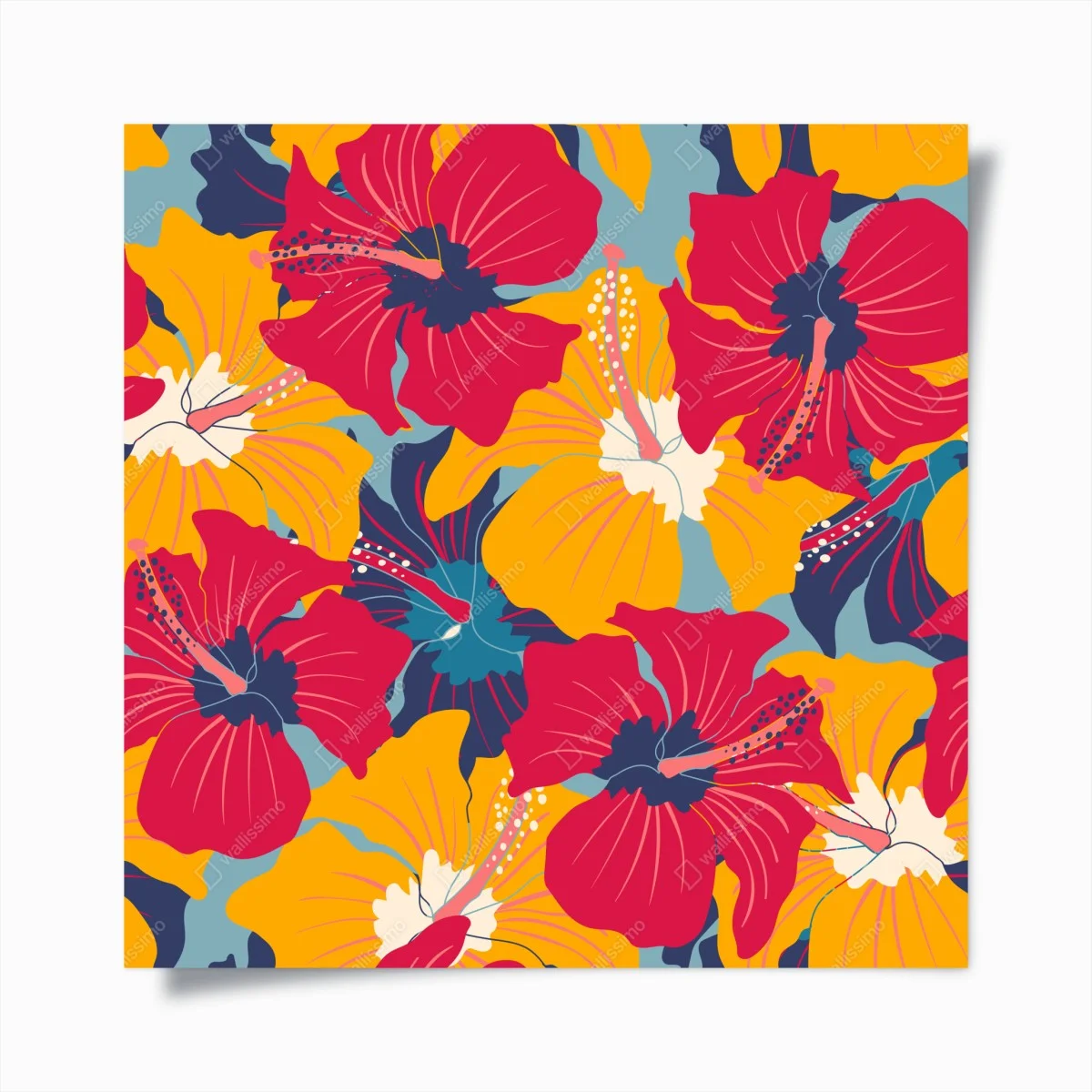 Poster vibrant hibiscus floral pattern • Wallissimo® Poster vibrant hibiscus floral pattern • Wallissimo®