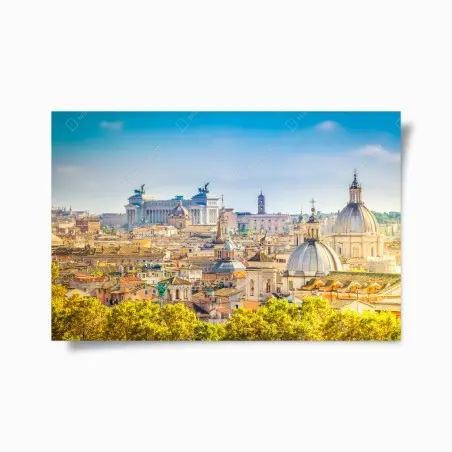 Poster sunlit Rome skyline with domes • Wallissimo®