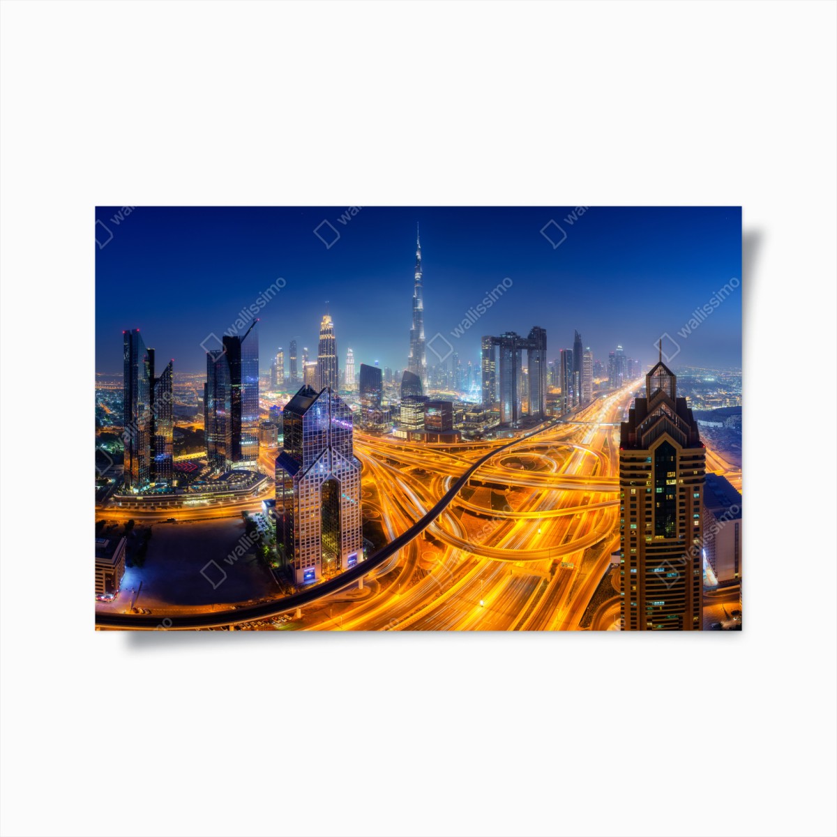 Poster Dubai night skyline panoramic • Wallissimo® Poster Dubai night skyline panoramic • Wallissimo®