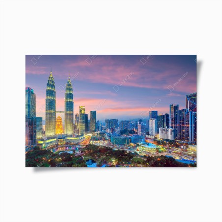 Poster Kuala Lumpur skyline at twilight • Wallissimo®