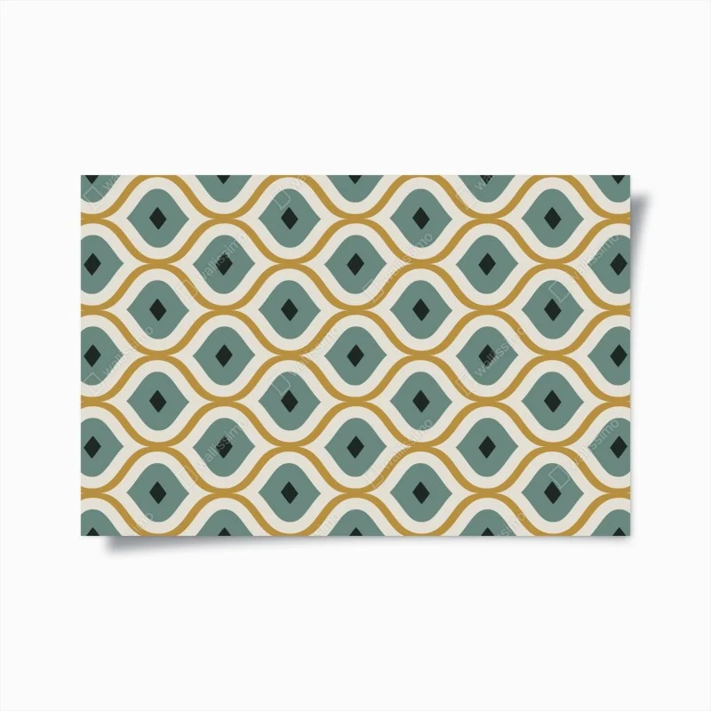 Poster teal and gold geometric ornament pattern