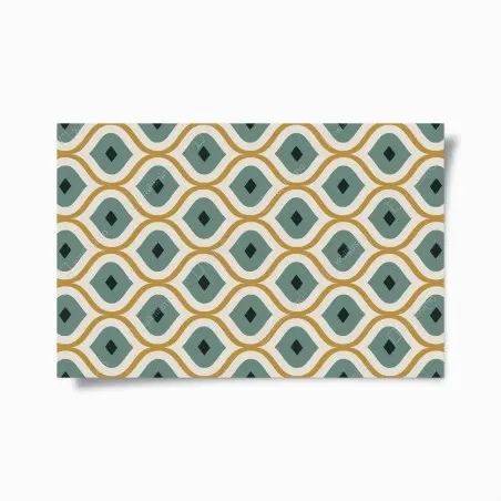 Poster teal and gold geometric ornament pattern • Wallissimo®
