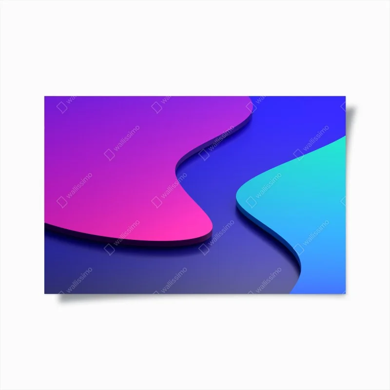 Poster vibrant purple and blue abstract 3d shapes