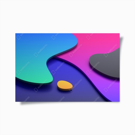 Poster vibrant abstract 3d curves • Wallissimo®