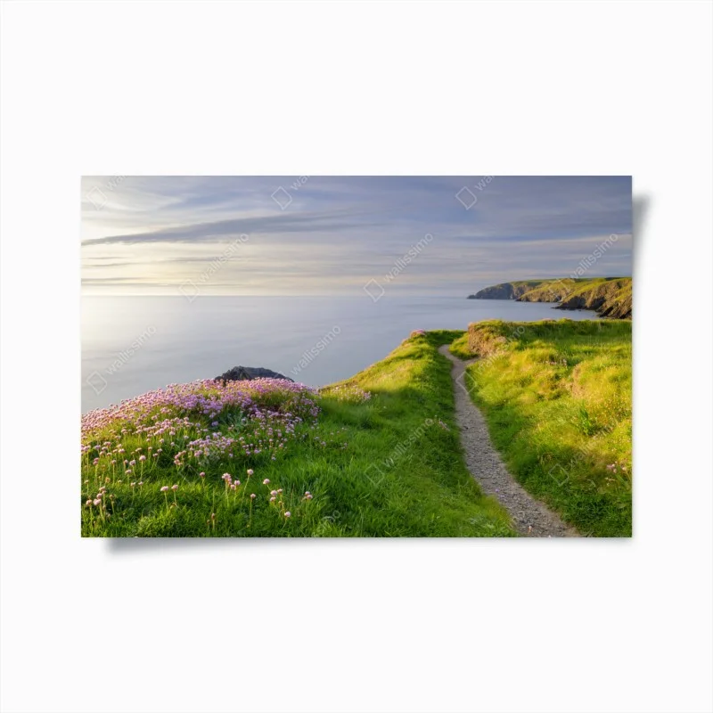 Poster Ceibwr Bay coastal path at dusk