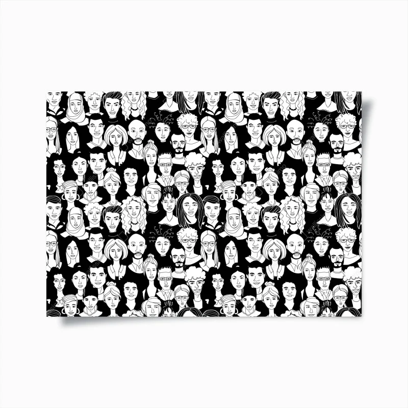 Poster diverse faces pattern