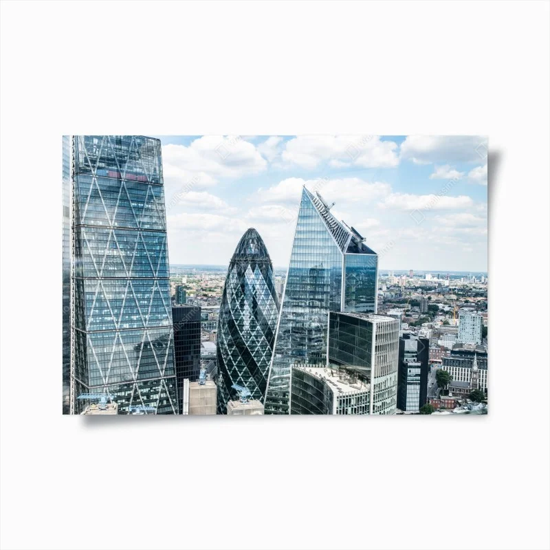 Poster modern London skyline with glass skyscrapers