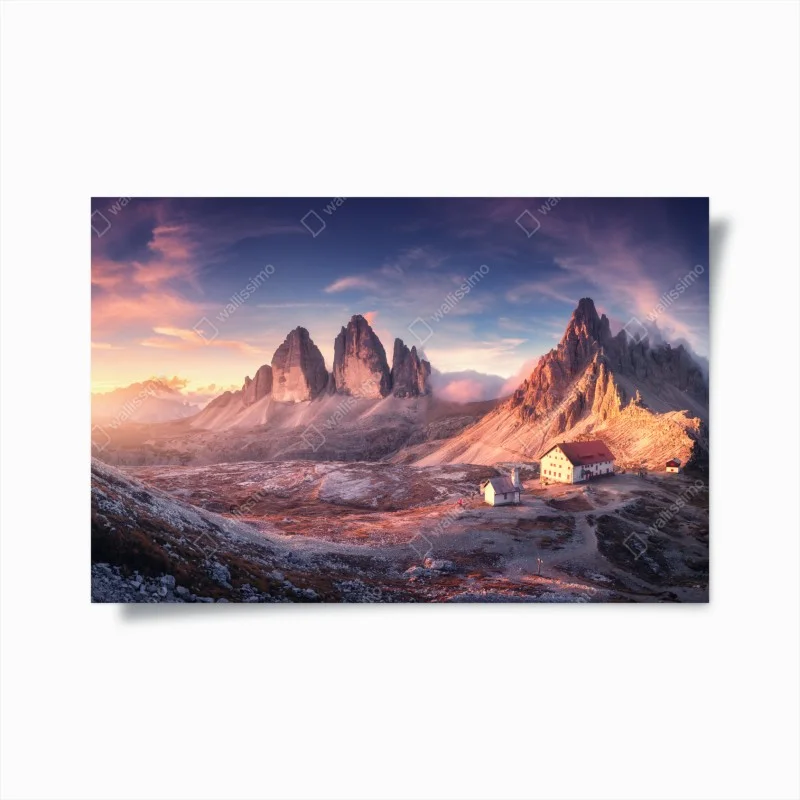 Poster sunrise over the Dolomites peaks