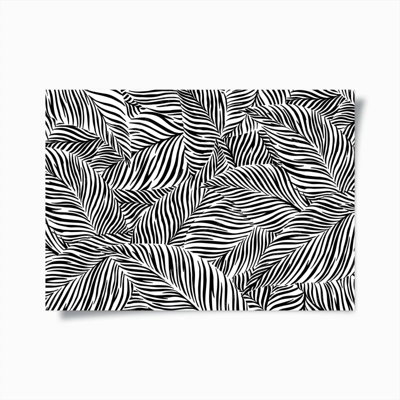 Poster monochrome tropical leaf pattern