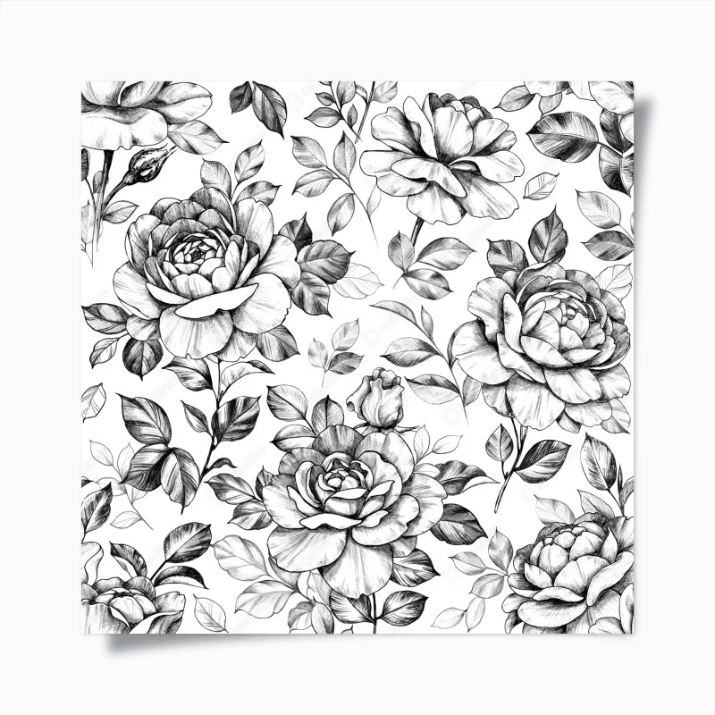 Poster hand-drawn rose floral pattern