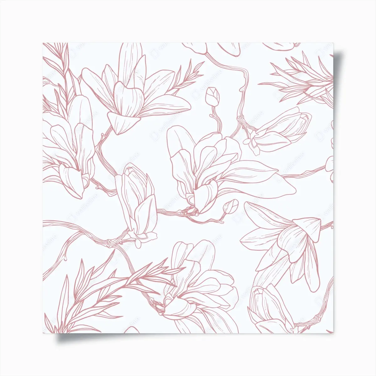 Poster delicate magnolia floral pattern in soft pink • Wallissimo® Poster delicate magnolia floral pattern in soft pink • Wallissimo®