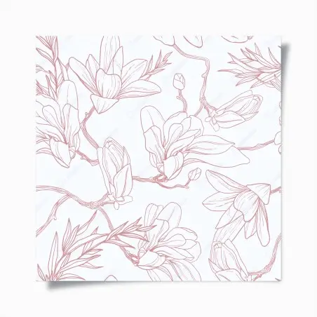 Poster delicate magnolia floral pattern in soft pink • Wallissimo®