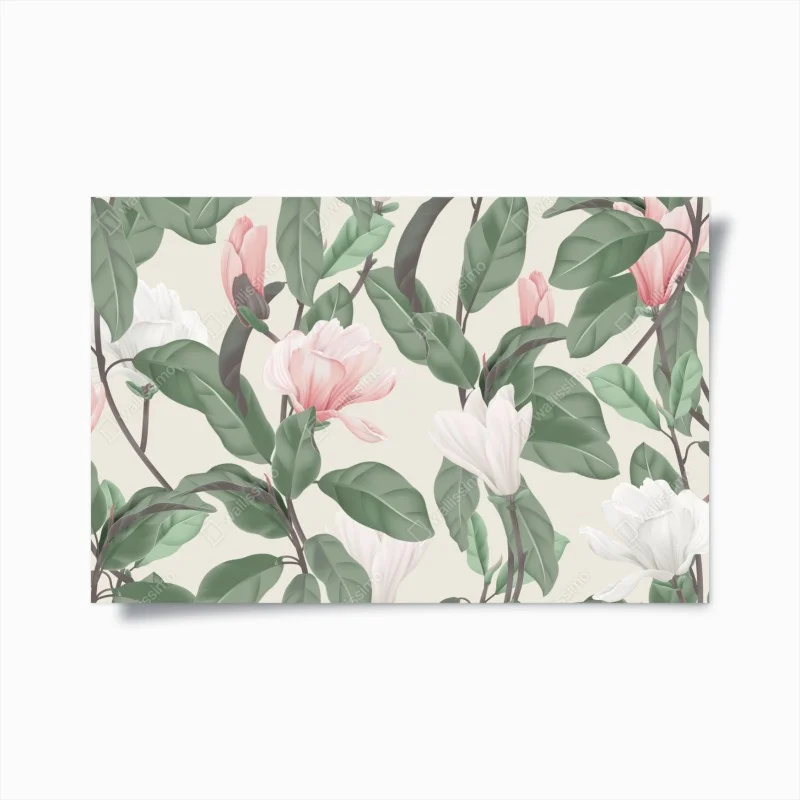 Poster vintage magnolia floral pattern