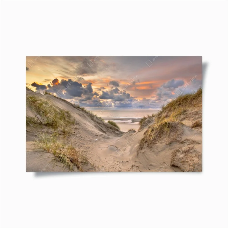 Poster sunset over Zeeland dunes
