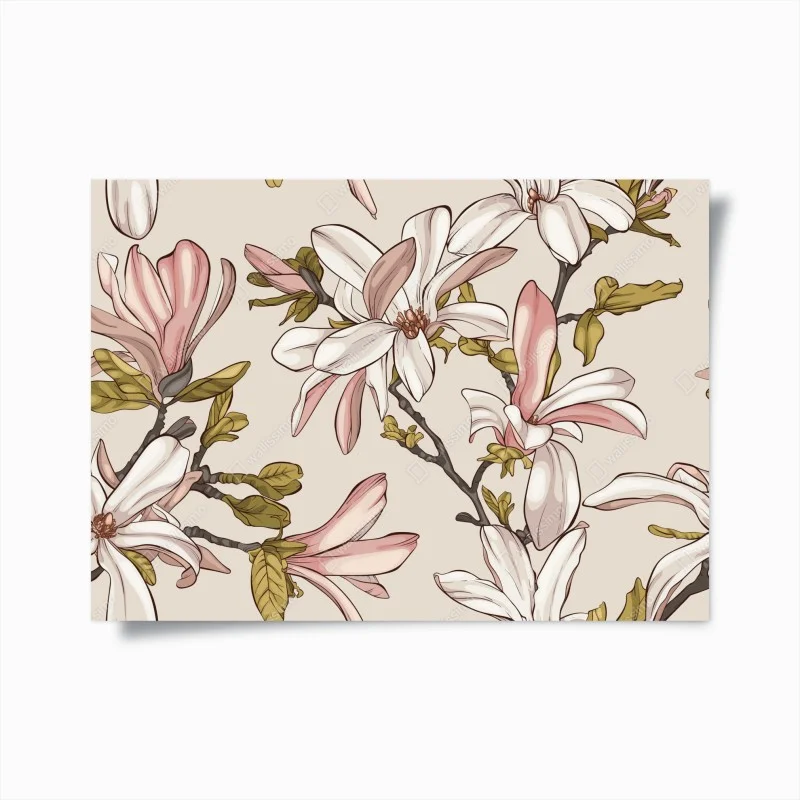 Poster blush magnolia botanical pattern