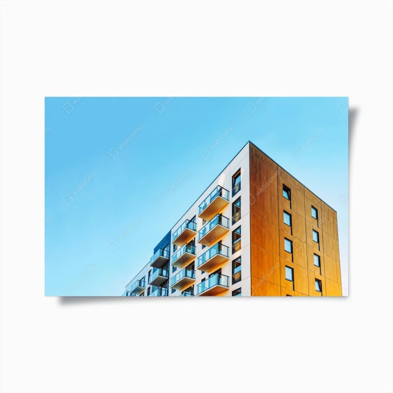 Poster modern apartment building with balconies