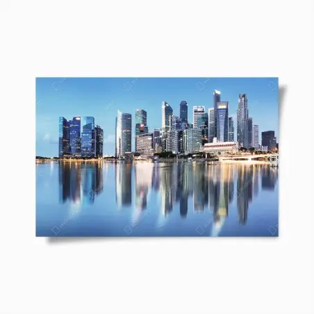 Poster modern skyline reflected on water • Wallissimo®