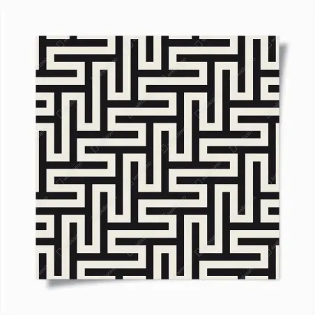 Poster geometric maze pattern in beige and black • Wallissimo®