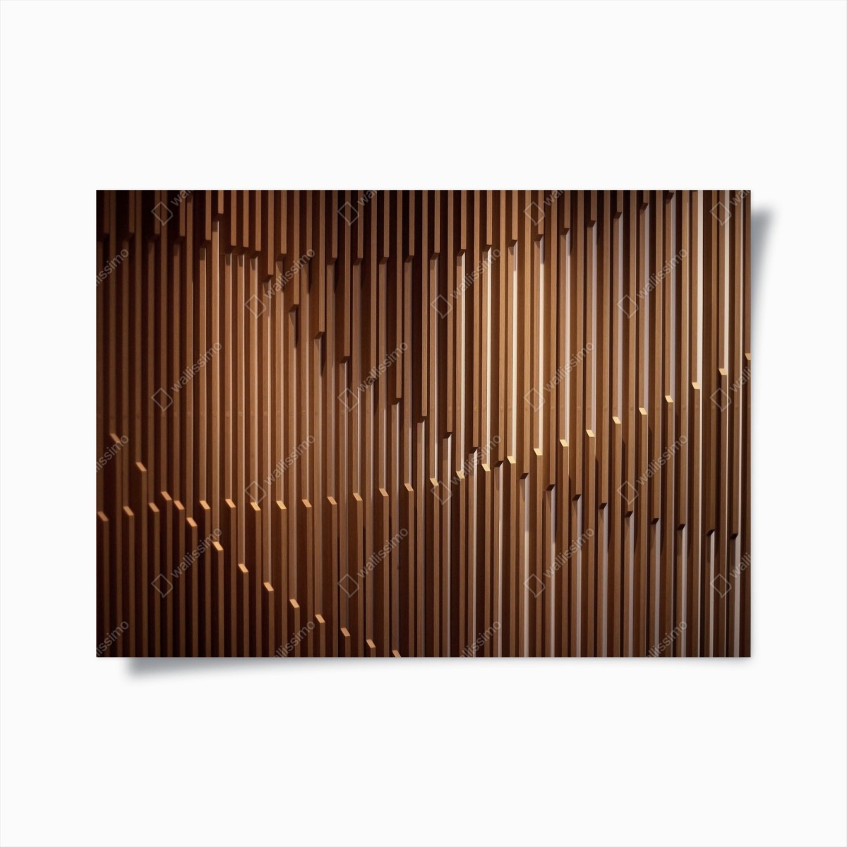 Poster warm wooden slat wall pattern • Wallissimo® Poster warm wooden slat wall pattern • Wallissimo®