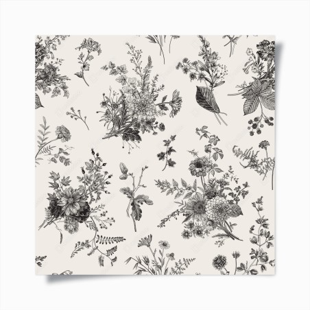 Poster classic black and white floral pattern • Wallissimo®