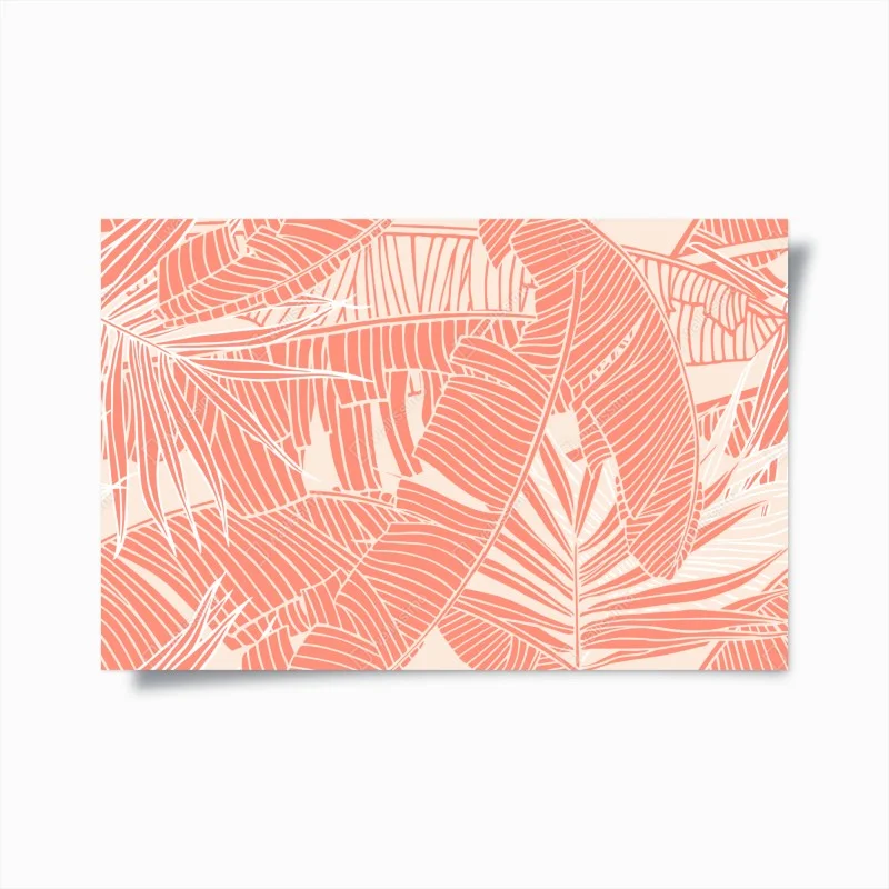Poster coral tropical leaf pattern