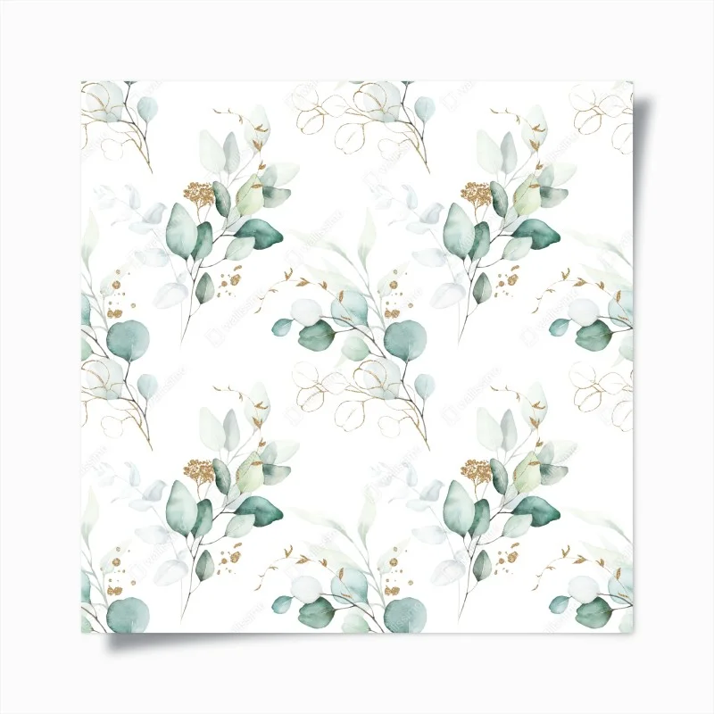 Poster green eucalyptus watercolor botanical pattern