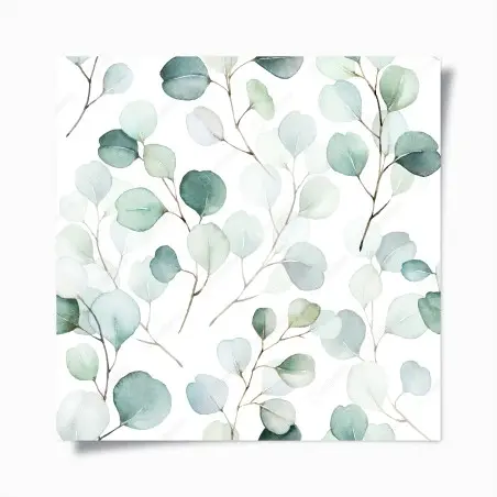 Poster soft eucalyptus watercolor leaves pattern • Wallissimo®
