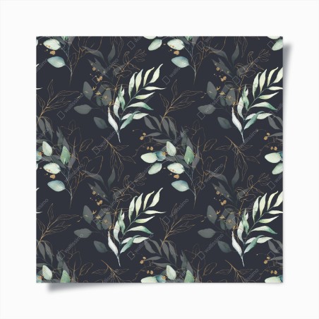 Poster watercolor eucalyptus leaves on dark background • Wallissimo®