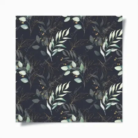 Poster watercolor eucalyptus leaves on dark background • Wallissimo®