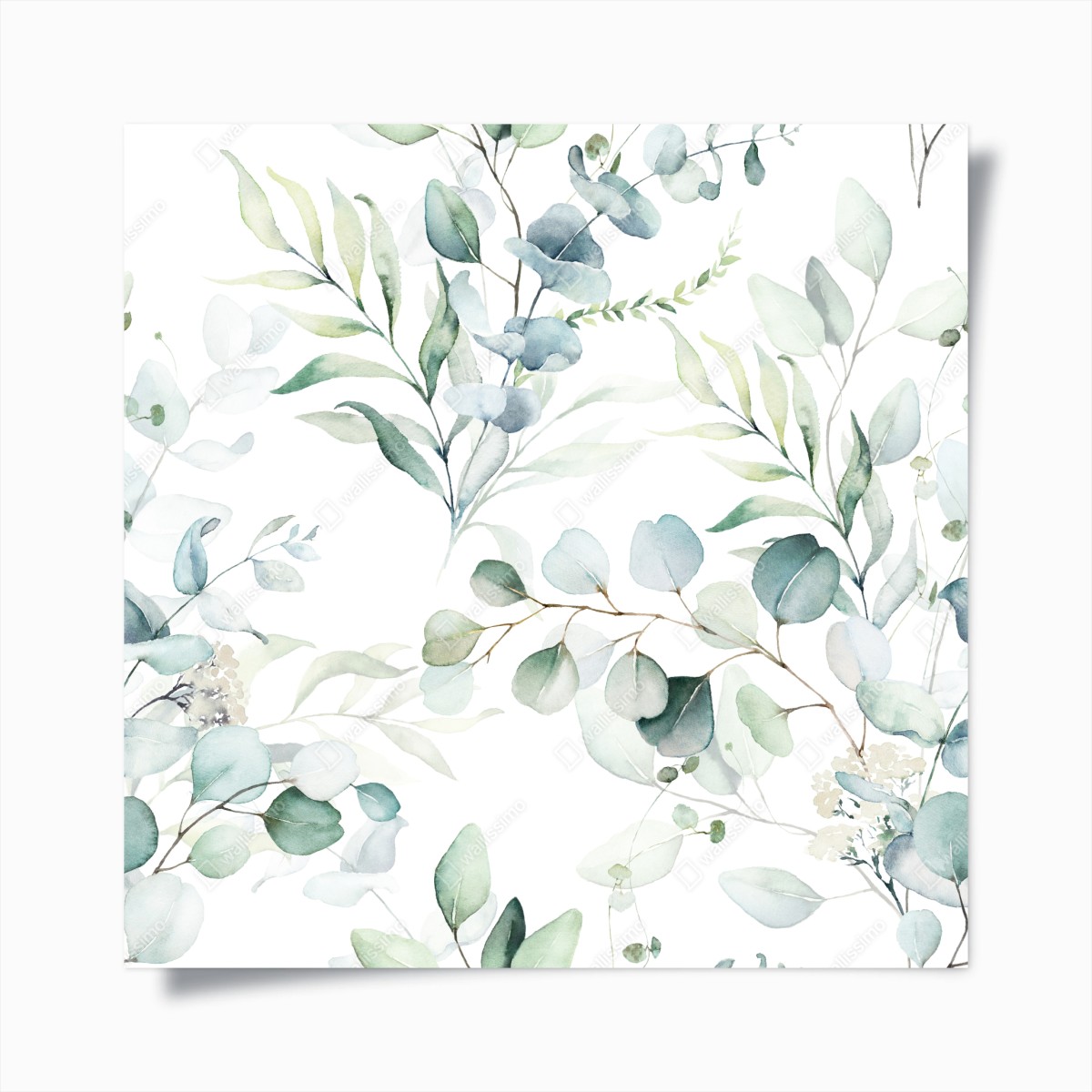 Poster watercolor eucalyptus leaves pattern • Wallissimo® Poster watercolor eucalyptus leaves pattern • Wallissimo®