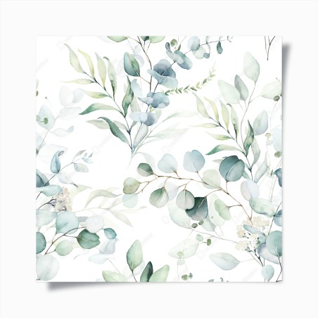 Poster watercolor eucalyptus leaves pattern • Wallissimo®